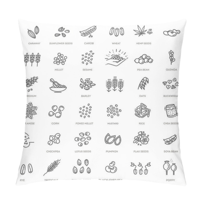 Personality  Set Of Outline Cereal Grains Isolated On White Pillow Covers