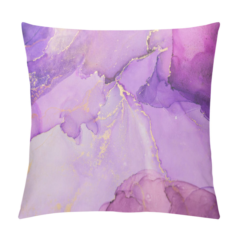 Personality  The Artwork Displays Flowing Layers Of Lavender And Purple Hues Blended Together, Enhanced By Fine Gold Lines Adding Depth And Elegance To The Design. Pillow Covers