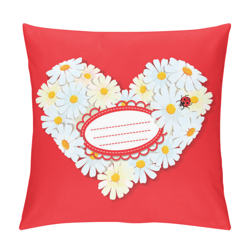 Personality  Heart Is Made Of Daisies On A Red Background. Valentines Day Car Pillow Covers