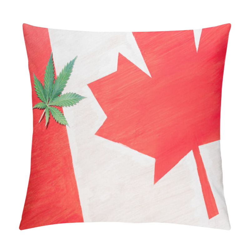 Personality  Cannabis Leaf On Canadian Flag With Copy Space, Marijuana Legalization Concept Pillow Covers