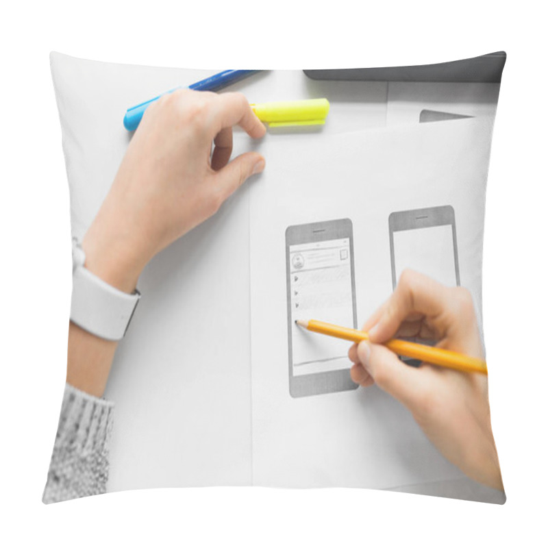 Personality  Web Designer Working On User Interface At Office Pillow Covers