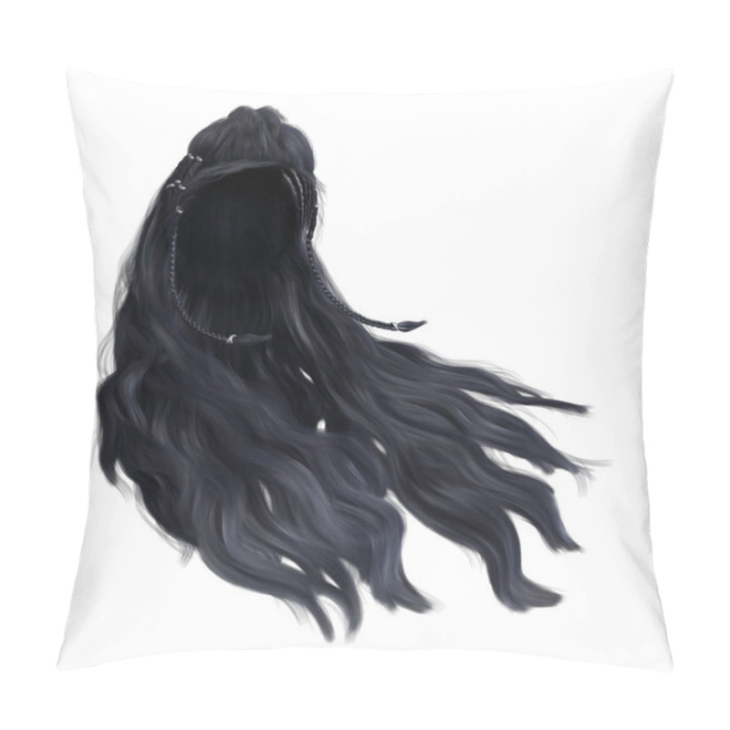 Personality  3d Render, 3d Illustration, Fantasy Long Wavy Hair On Isolated White Background Pillow Covers