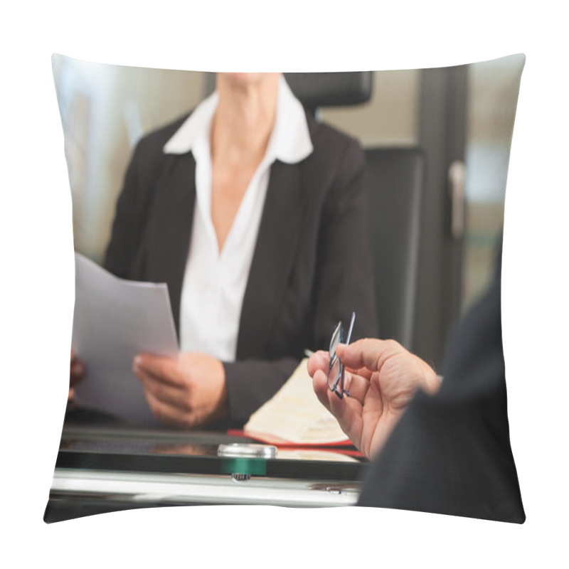 Personality  Female Lawyer Or Notary In Her Office Pillow Covers