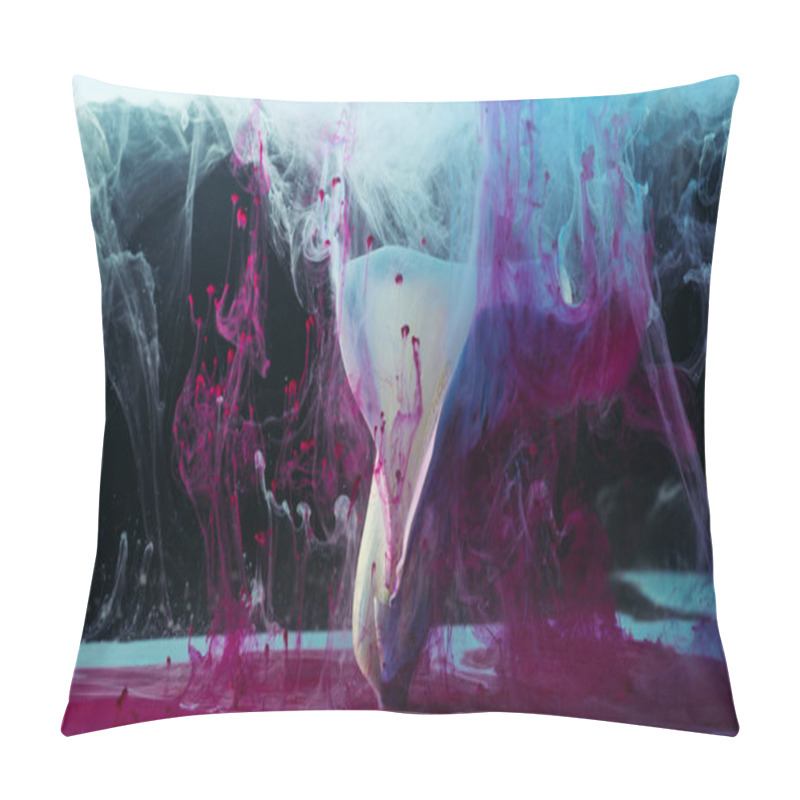 Personality  Close-up View Of Tender White Calla Lily And Pink Ink On Black Pillow Covers