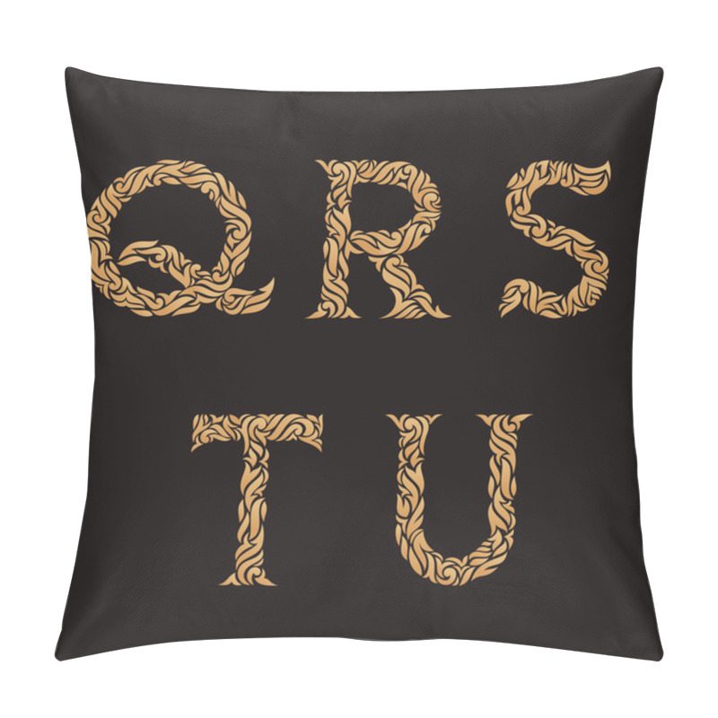 Personality  Decorative Initial Letters. Ornate Golden Monograms. Pillow Covers