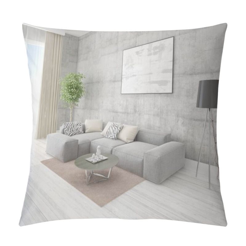 Personality  Mock Up A Spacious Living Room With A Large Corner Sofa And A Stylish Hipster Backdrop. Pillow Covers