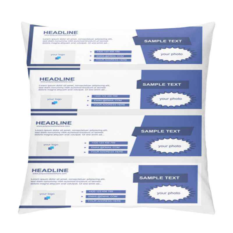 Personality  Vector Set Of Facebook Timeline Blue Covers Pillow Covers