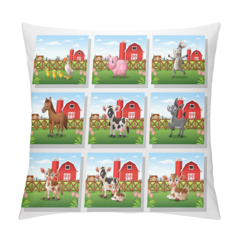 Personality  Cartoon Animal In The Farm Background Colelctions Set Pillow Covers