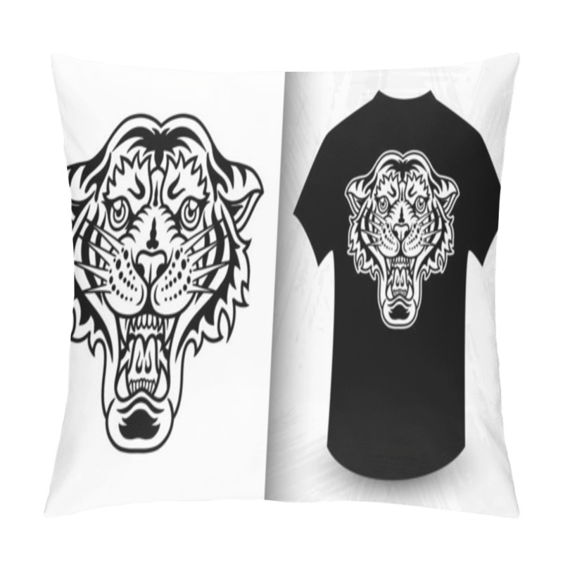 Personality  Tiger Head. Design Idea For T-shirt Print. Pillow Covers