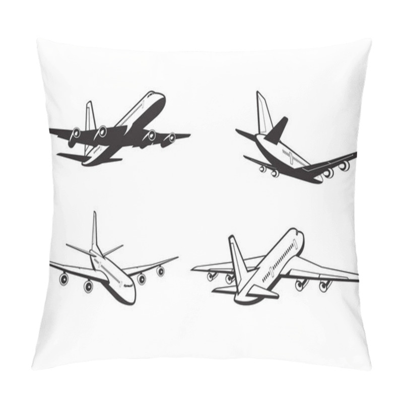 Personality  Passenger Airplane In Flight  Vector Illustration Pillow Covers