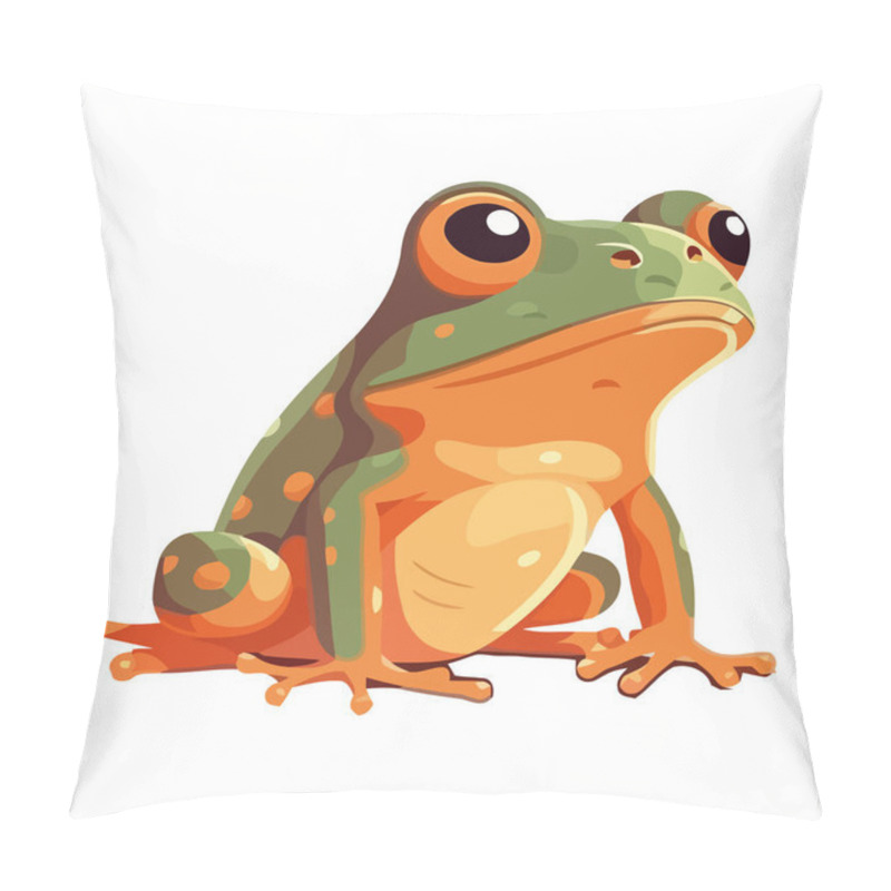 Personality  Cute Green Toad Sitting Illustration Isolated Pillow Covers