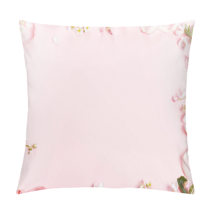 Personality  Festive Flower Composition On The White Wooden Background. Overhead View Pillow Covers