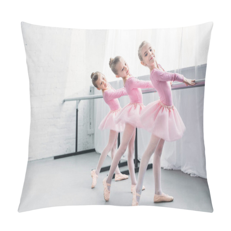 Personality  Graceful Elegant Little Ballerinas Practicing Together In Ballet Studio Pillow Covers