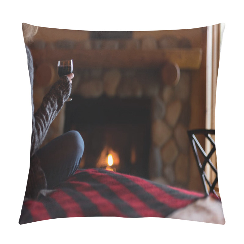 Personality  Sitting By Fire With Glass Of Wine Pillow Covers