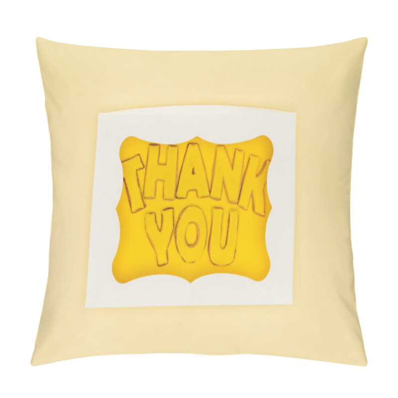 Personality  Square-shaped Cake In Box With Thank You Lettering Isolated On Yellow Background Pillow Covers