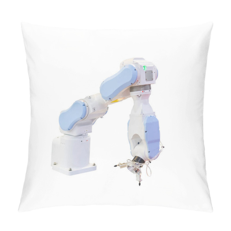 Personality  Robotic Arm For Industry Isolated On White Pillow Covers