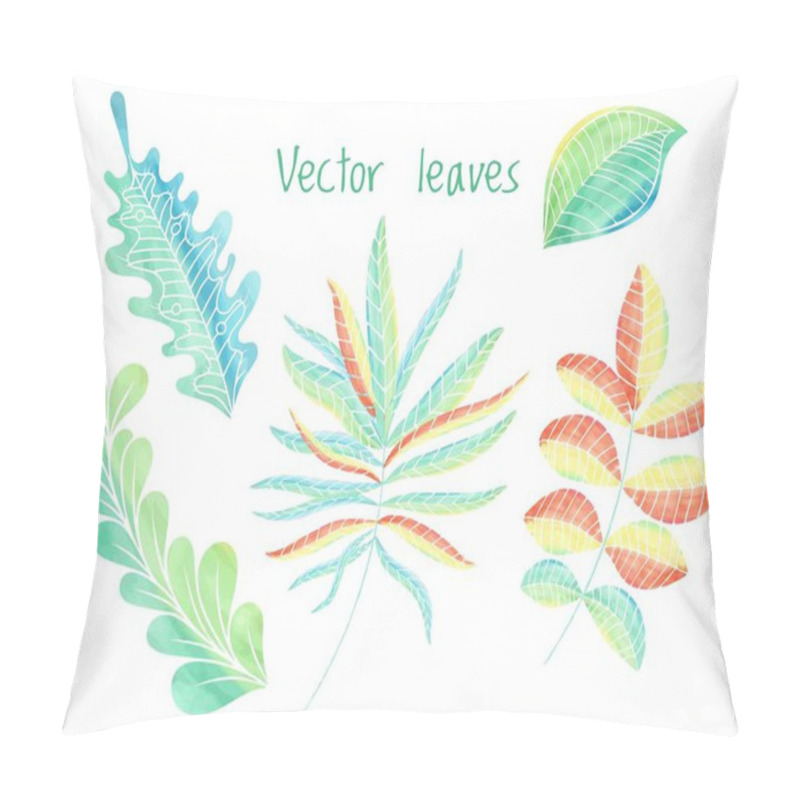 Personality  Leaves Vector Set, Hand Drawn Eco Collection Pillow Covers