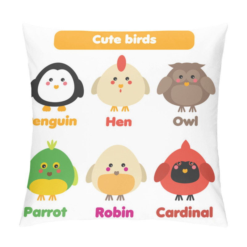 Personality  Cute Birds Icons Set Pillow Covers