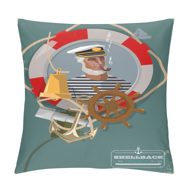 Personality  Marine Banner Vector Illustration   Pillow Covers