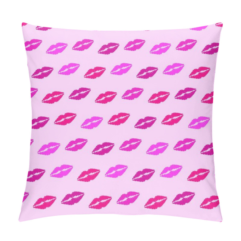 Personality  Illustration Seamless Texture With Traces Of Kisses, Pink Romantic Pattern - Vector Pillow Covers