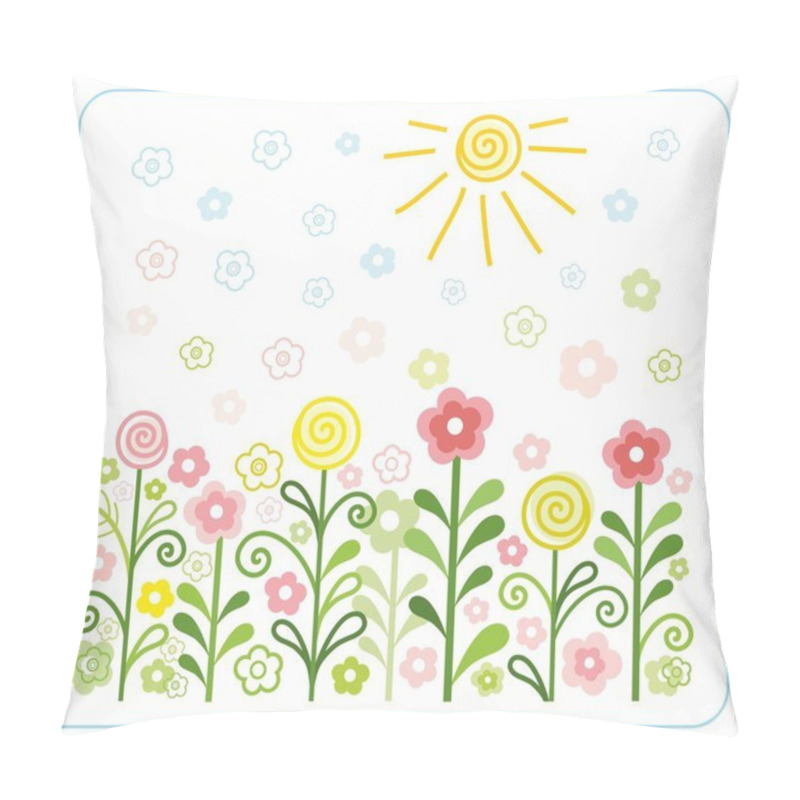 Personality  Flowers, Sun, Children, Flat, Coloured Illustrations. Pillow Covers