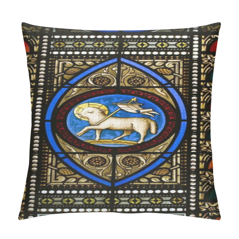 Personality  Stained Glass Window In A Church Pillow Covers