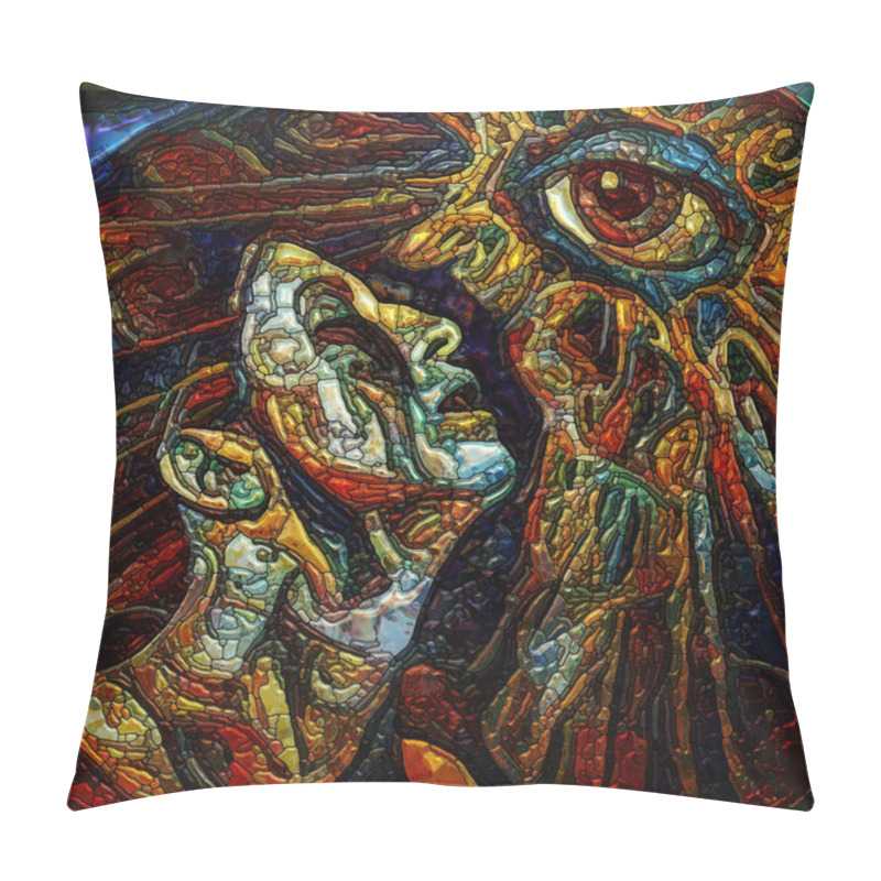 Personality  Born Again Series. Stained Glass Composition On Subject Of Religious Vision And Spiritual Enlightenment. Pillow Covers