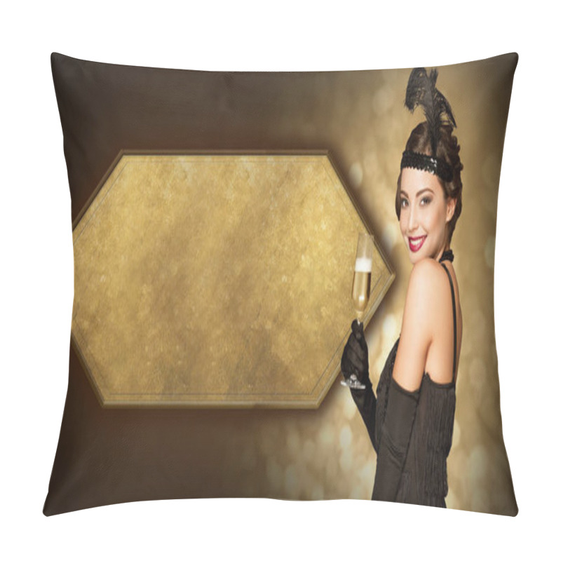 Personality  Art Deco Style Party Girl. Pillow Covers