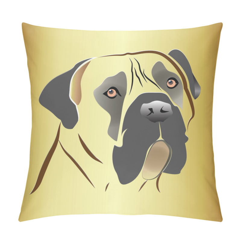 Personality  Mastiff Dog Head On Gold Background Pillow Covers