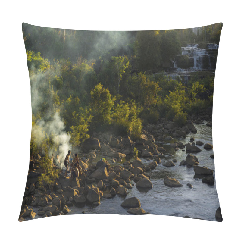 Personality  Sunset Fire On The River Background Pillow Covers