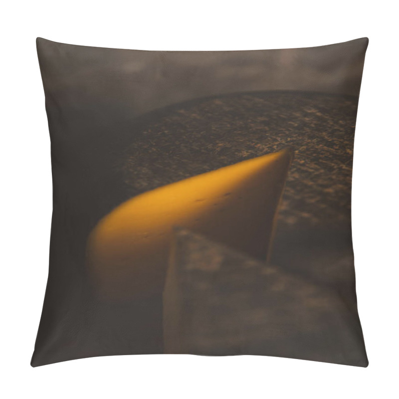 Personality  Close-up Shot Of Sliced Cheese On Rustic Wooden Cutting Board Pillow Covers