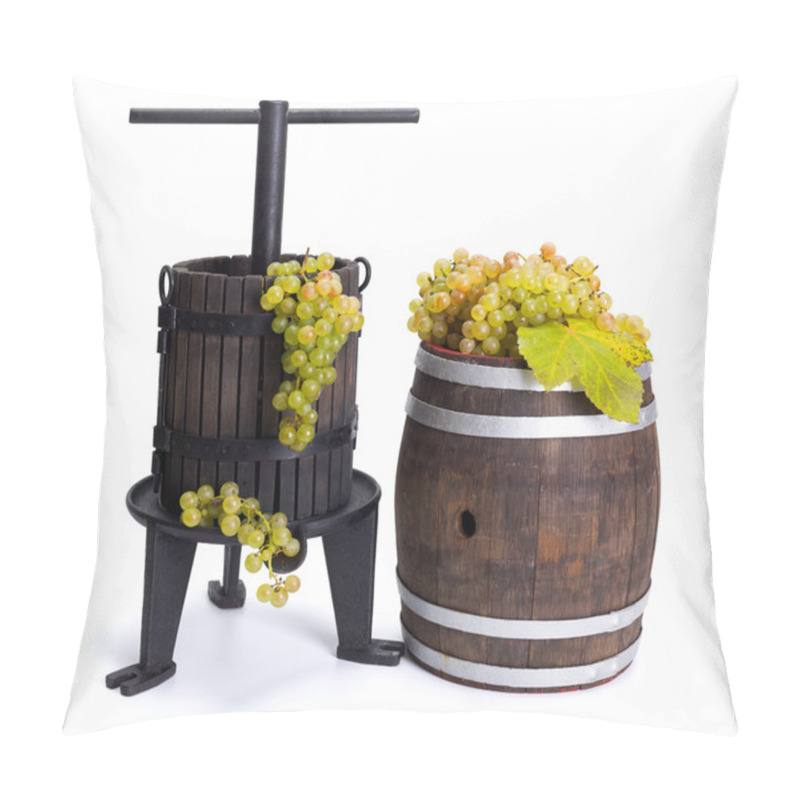 Personality  Grape Pressing Utensil And Barrel With White Grapes Pillow Covers