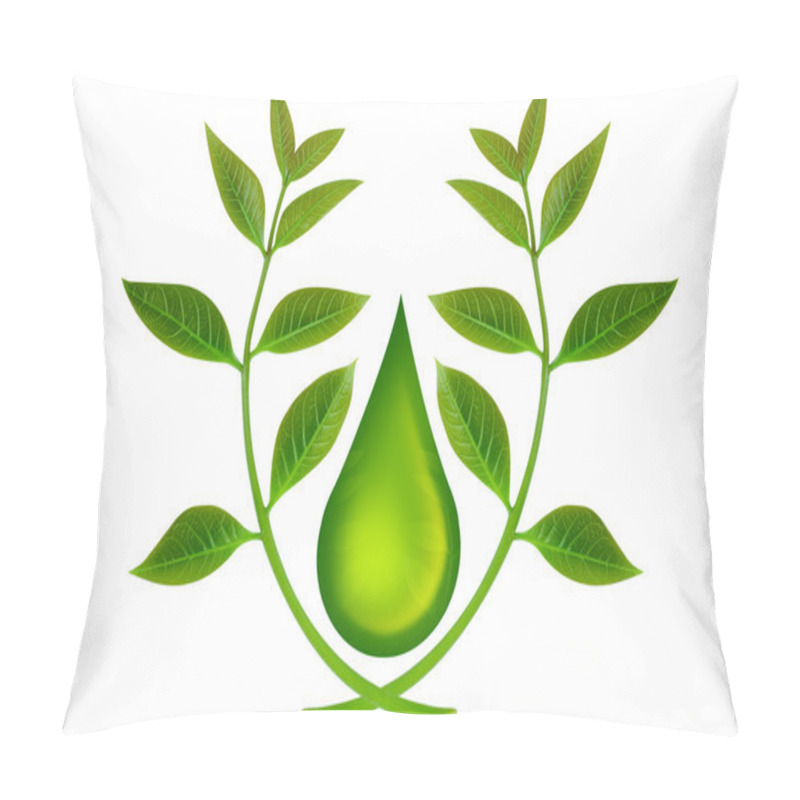 Personality  Green Leaf And Water Drop Pillow Covers