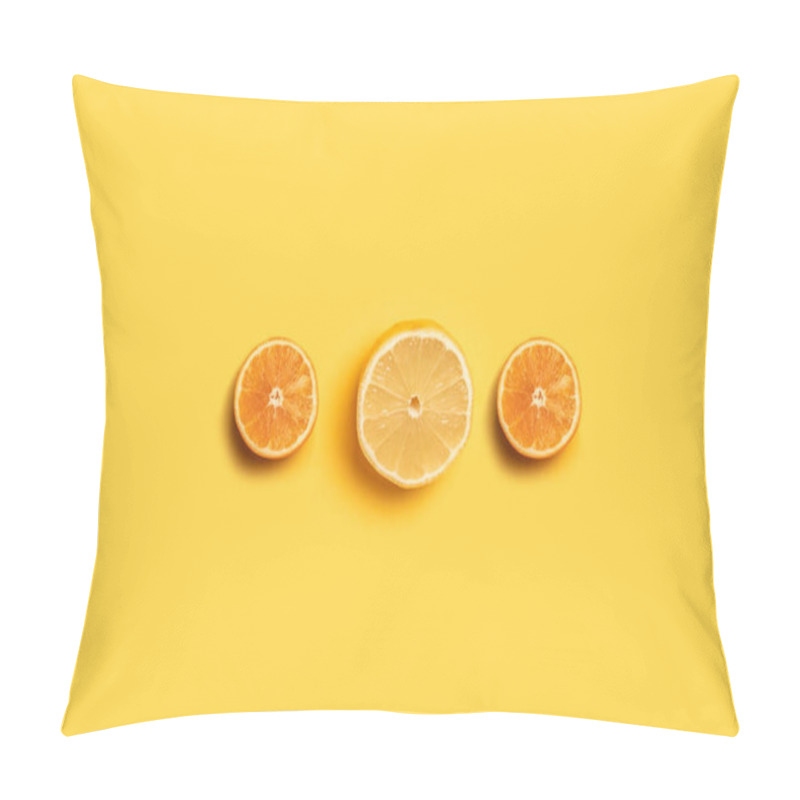 Personality  Orange Juice Oranges Split In Half On Yellow Background Pillow Covers