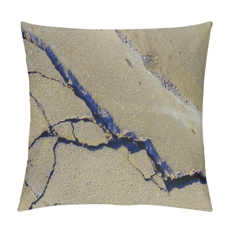 Personality  Crack In The Ground, Abstract Wallpaper. Damaged Road Close View Pillow Covers