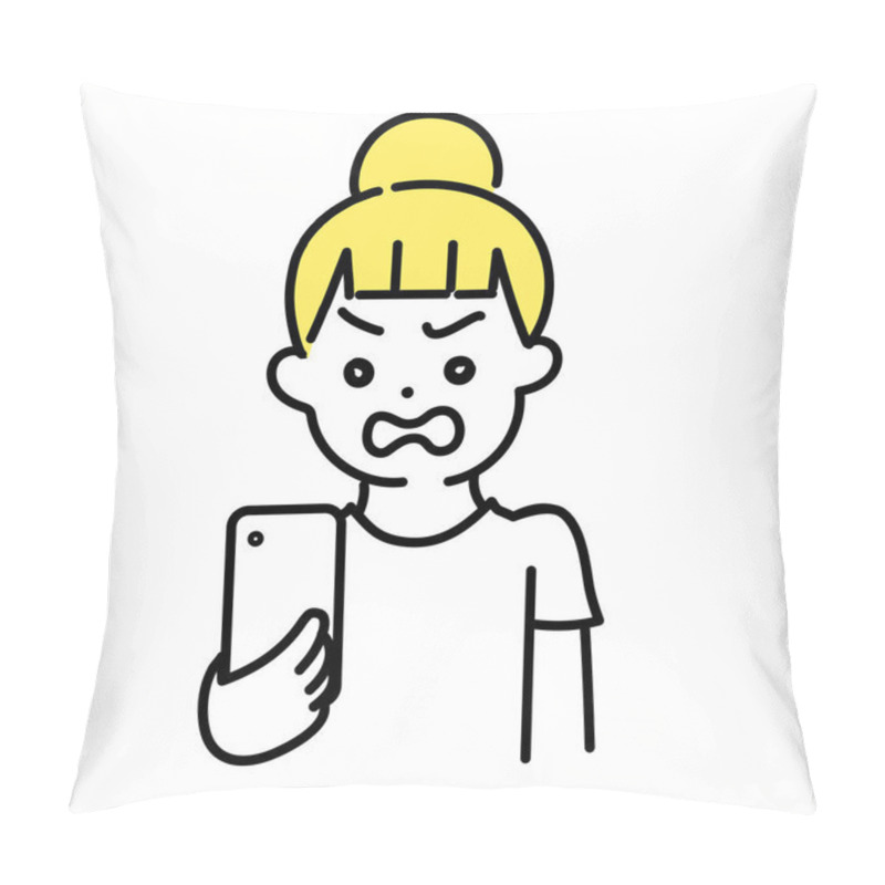 Personality  Illustration Series Of Cute People _ Women In Casual Clothes_ Angry Pillow Covers