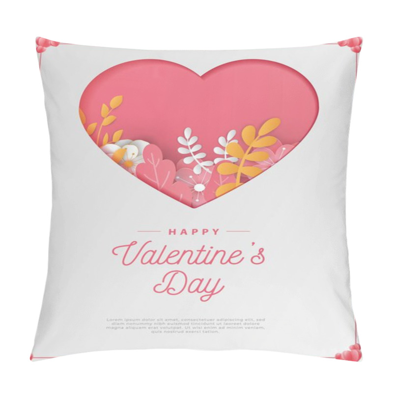 Personality  Happy Valentine's Day Banners Or Card Illustration Couple Love And Tree Paper Cut Style. Premium Vector Pillow Covers