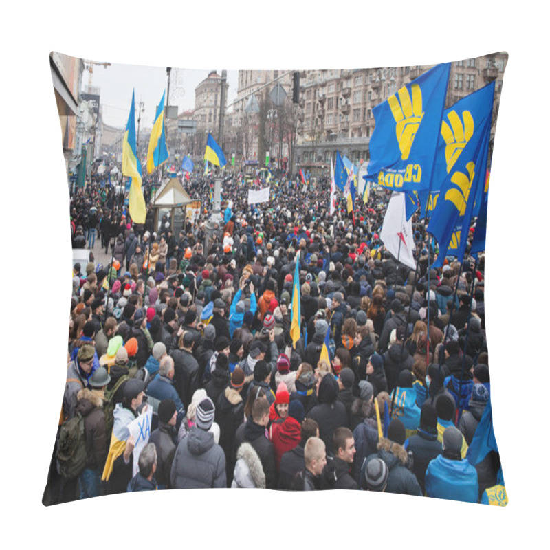 Personality  KIEV, UKRAINE - DECEMBER 1: Pro-Europe Protest In Kiev Pillow Covers