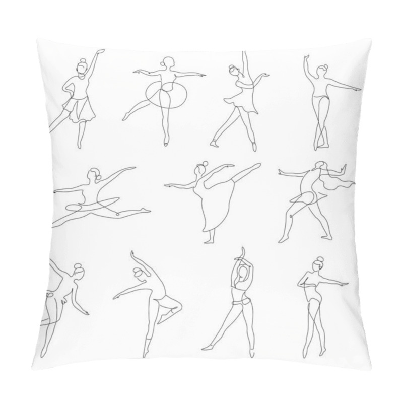 Personality  Ballet Or Contemporary Dancer Outline Isolated Icons Dancing Positions Pillow Covers