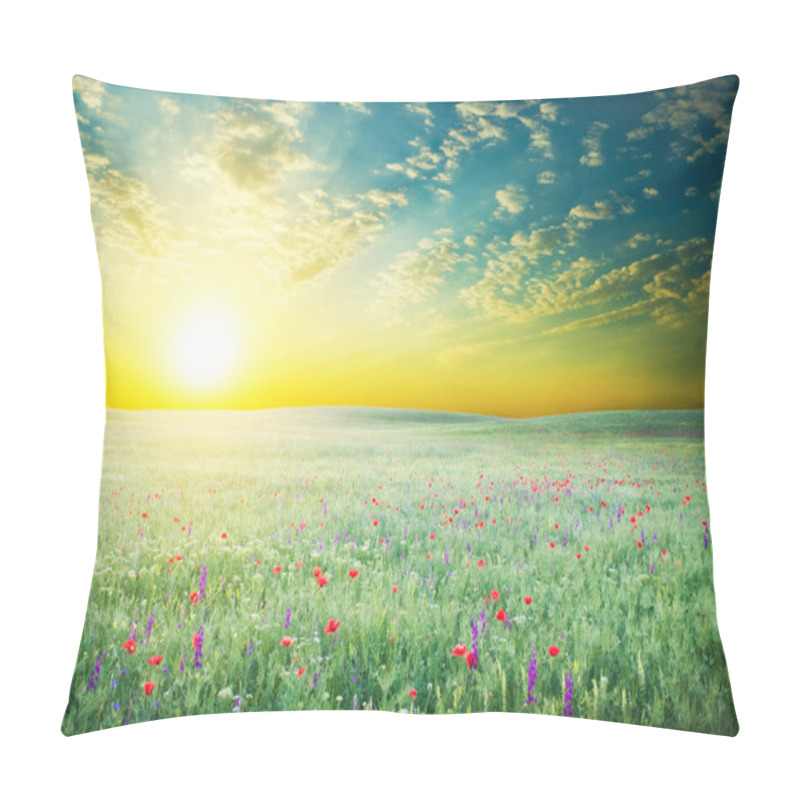 Personality  Spring Meadow Of Violet Flower. Pillow Covers