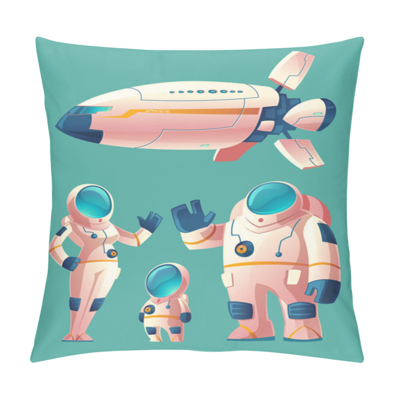 Personality  Vector Spaceman Family In Spacesuit With Spaceship Pillow Covers