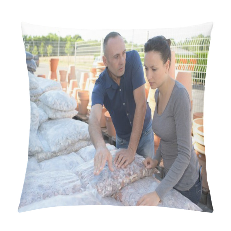 Personality  Man Buying Soil In A Gardening Centre Pillow Covers