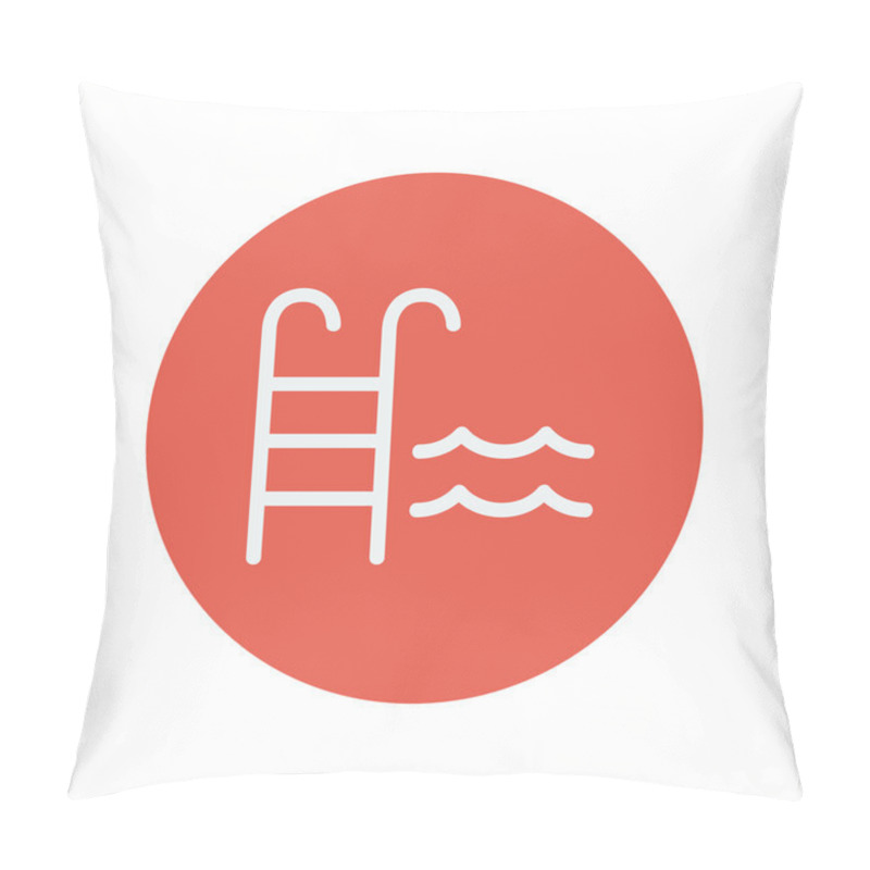 Personality  Swimming Pool Ladder Thin Line Icon Pillow Covers