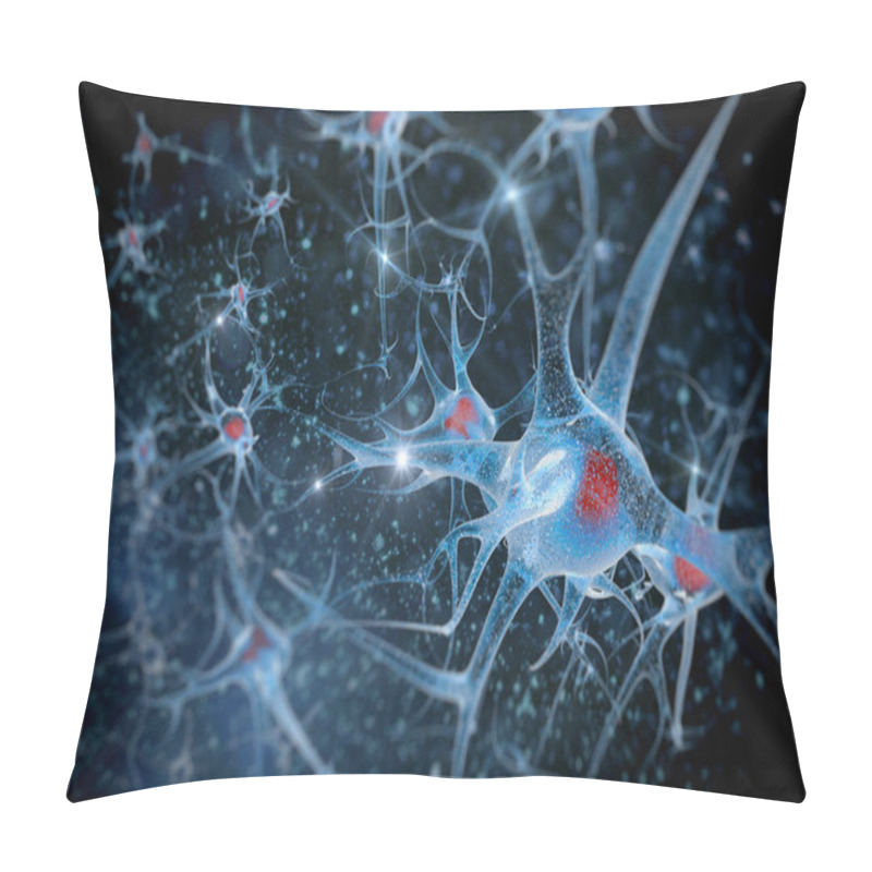 Personality  3D Illustration Of A Neuron Pillow Covers