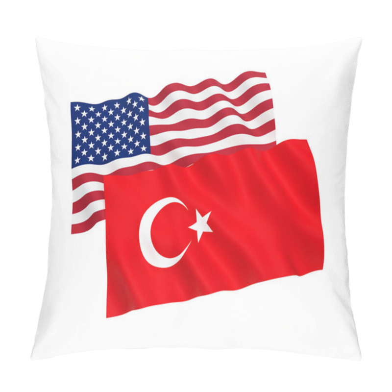 Personality  Flags Of Turkey And America On A White Background Pillow Covers