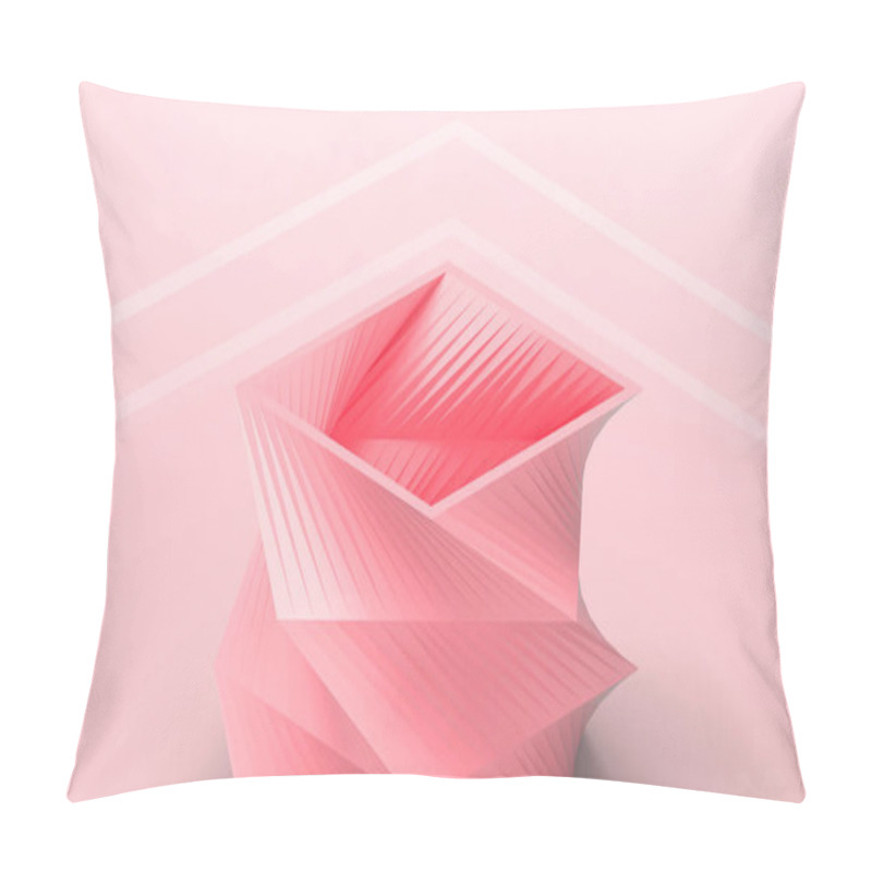 Personality  Creative Ideas And Concept Geometric Modern Shapes Origami Paper Flower Art And Twist Box On Red Background - 3d Rendering Pillow Covers