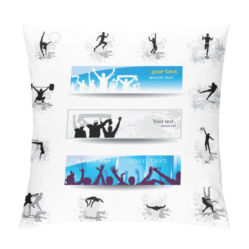 Personality  Set. Icons For Sports Championships And Banners From Happy Fans . Pillow Covers