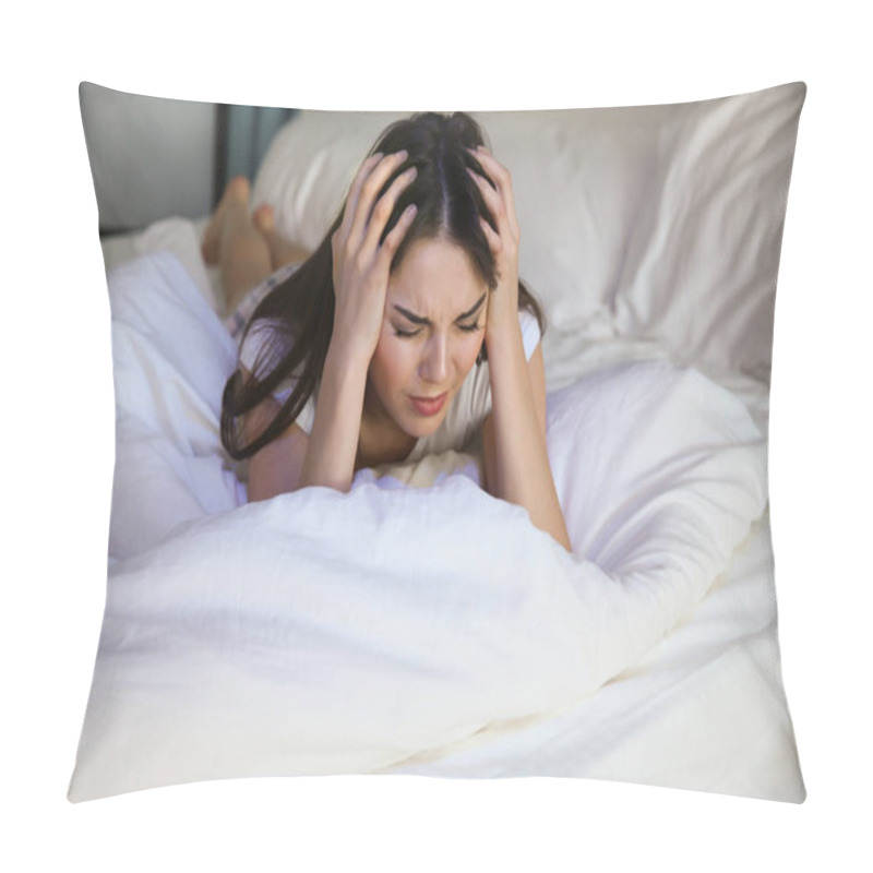 Personality  Woman Suffering From Headache Pillow Covers