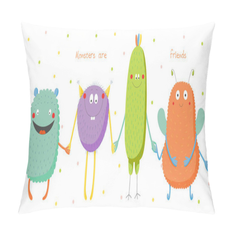 Personality  Cute Monsters Holding Hands Pillow Covers