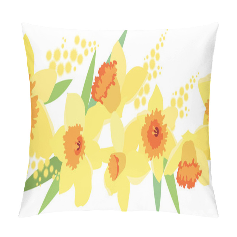 Personality  Seamless Horizontal Daffodil Pattern Pillow Covers